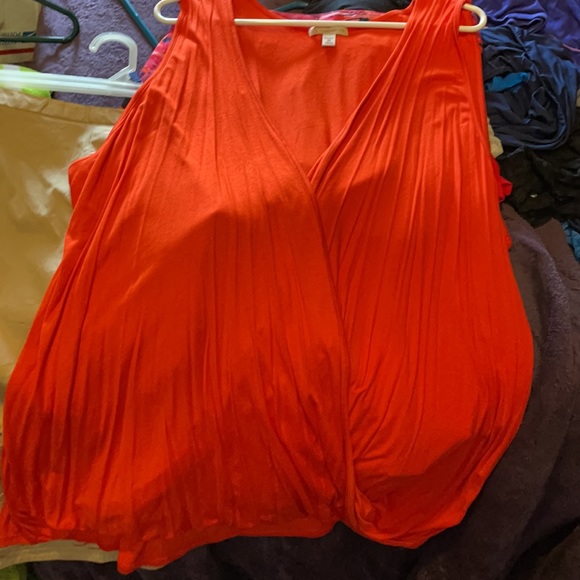 UEC Bright Orange Wrap Front Sleeveless Top, Sz 3x - Picture 2 of 7